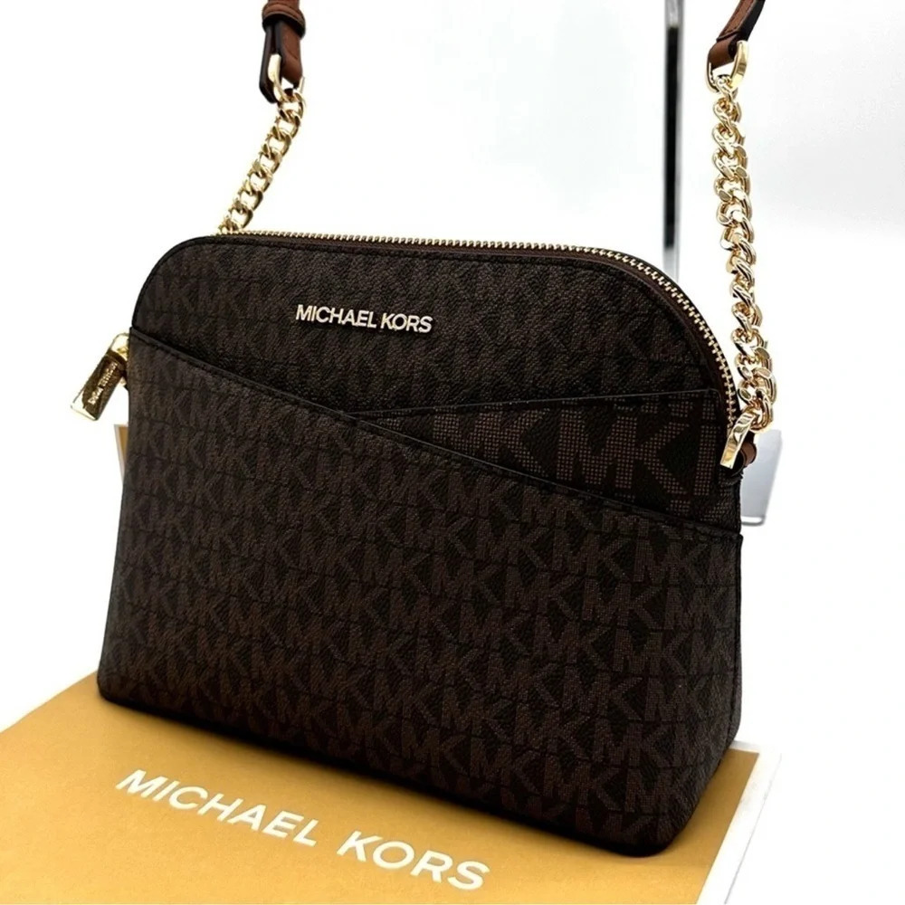 Michael Kors Jet Set Travel Medium Dome Crossbody Brown (NWT)